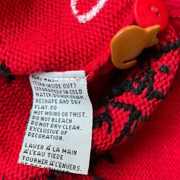 Vintage Marisa Christina Short Sleeve Red Cat Pattern Ramie Cotton Cardigan - Picture 8 of 12